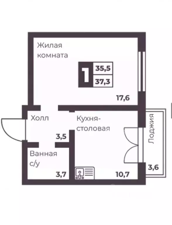 1-к кв. Челябинская область, Челябинск просп. Ленина, 4Д (37.3 м) - Фото 1