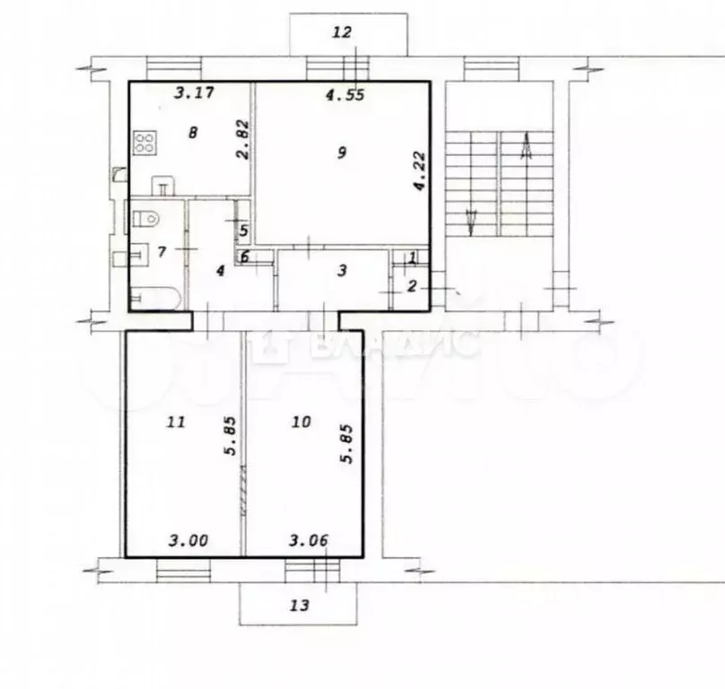 3-к. квартира, 79,6 м, 3/5 эт. - Фото 0