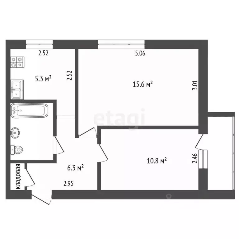 2-к кв. Камчатский край, Елизово Звездная ул., 8 (41.4 м) - Фото 2