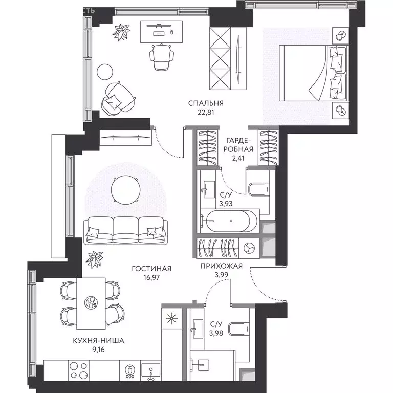 1-комнатная квартира: Москва, 1-й Сетуньский проезд, 8 (64 м) - Фото 1