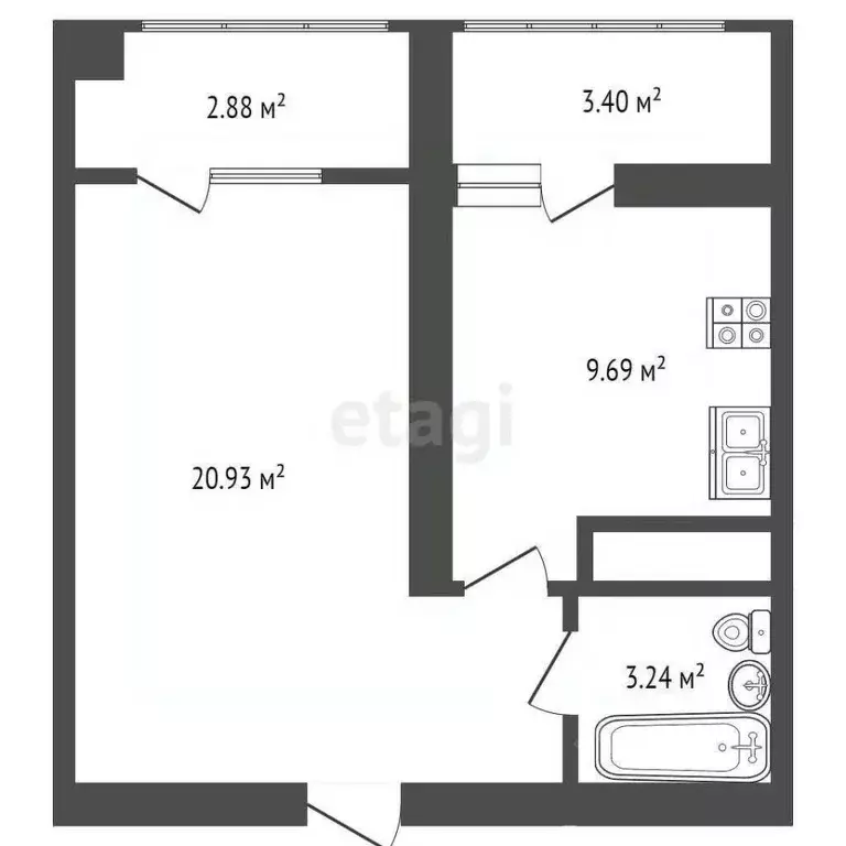1-к кв. Крым, Симферополь ул. Генерала Родионова (40.0 м) - Фото 2
