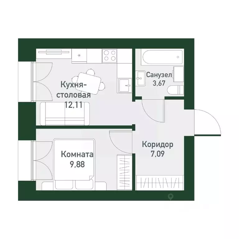 1-к кв. Свердловская область, Екатеринбург ул. Амундсена, 165 (32.2 м) - Фото 0
