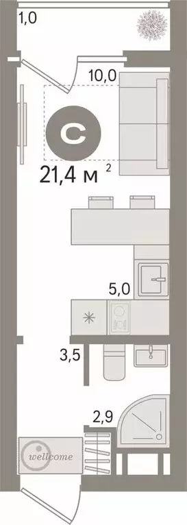 Продаётся квартира-студия, 21.4 м - Фото 0