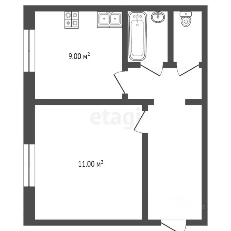 1-к кв. Вологодская область, Сокол Вологодская ул., 14 (31.0 м) - Фото 0