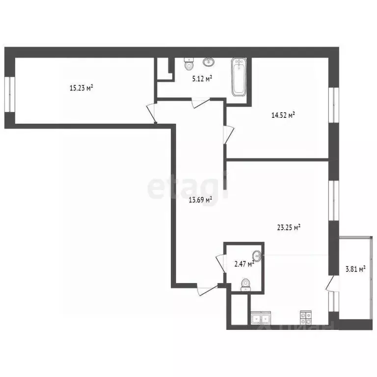 2-к кв. Тюменская область, Тюмень ул. Тимофея Чаркова, 81к2 (74.9 м) - Фото 1