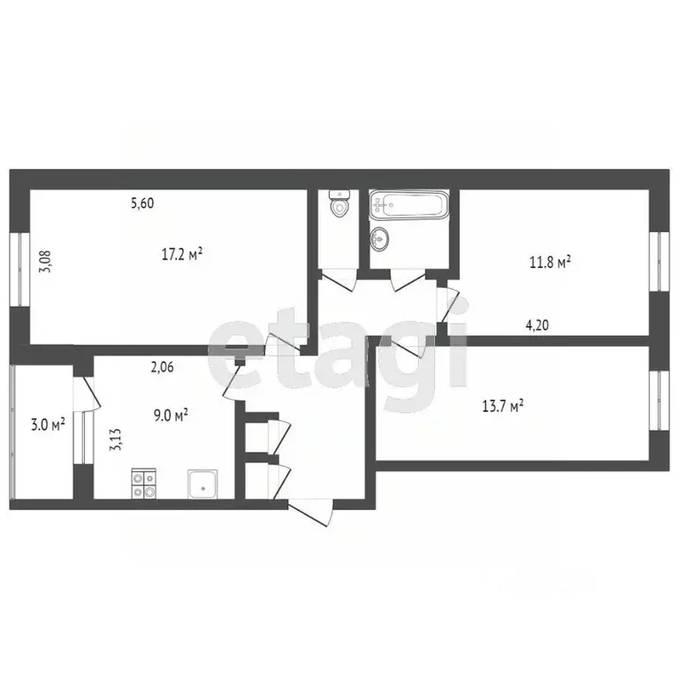 3-к кв. Владимирская область, Гусь-Хрустальный Транспортная ул., 16Б ... - Фото 2