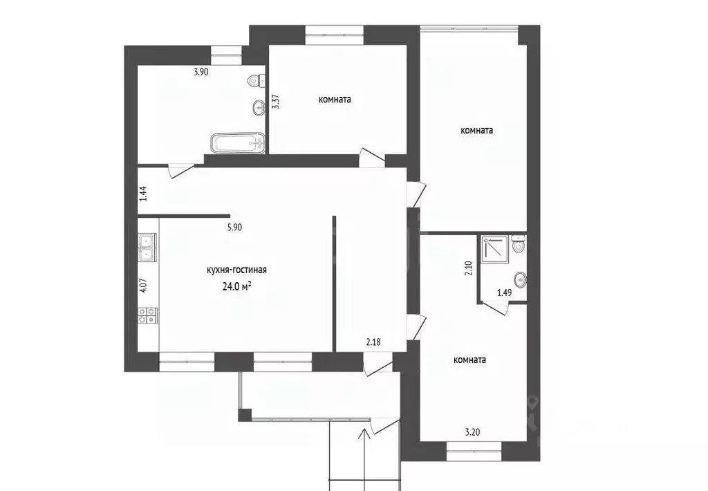 3-к кв. Вологодская область, Вологда Завражский пер., 4А (109.5 м) - Фото 2