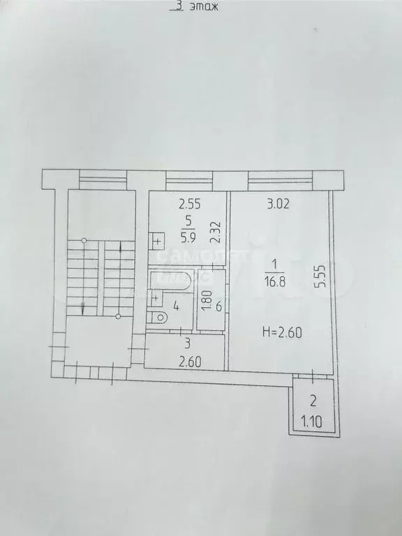 1-к. квартира, 32 м, 3/5 эт. - Фото 0