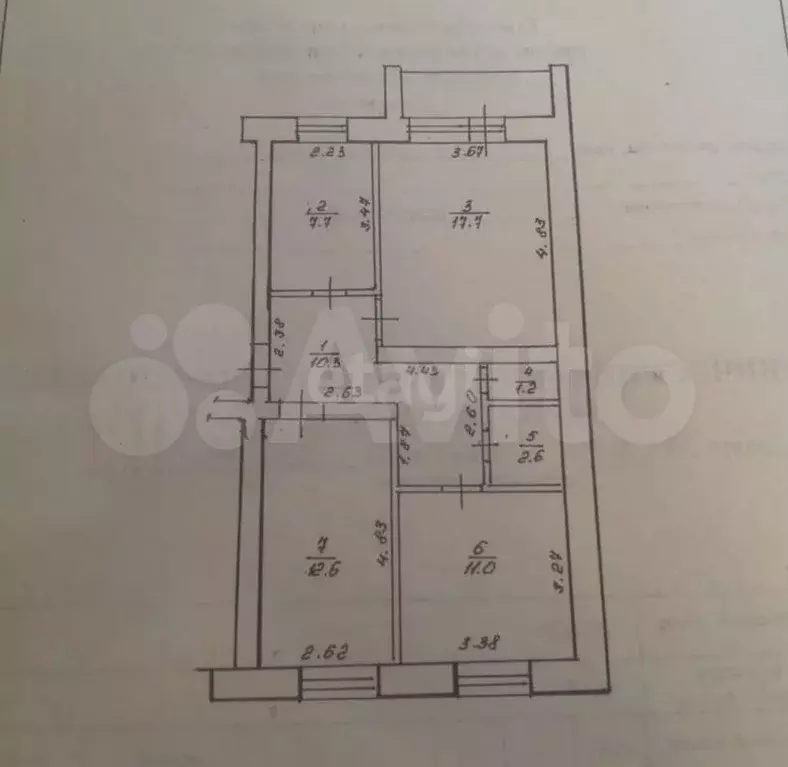 3-к. квартира, 64,6 м, 1/5 эт. - Фото 0