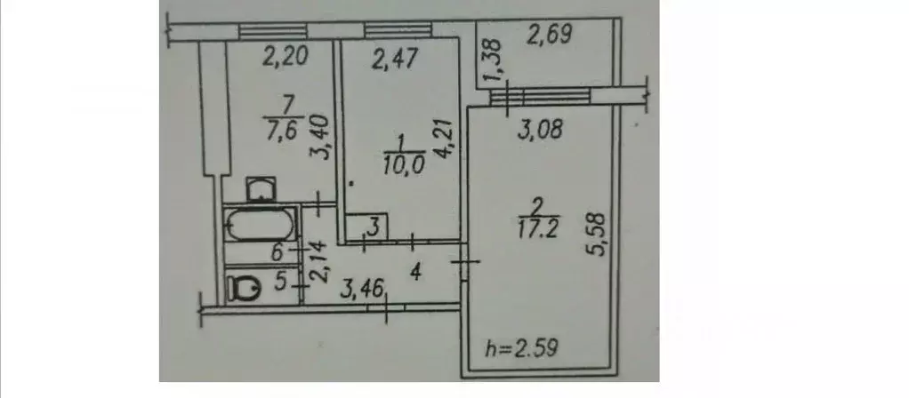 2-к кв. Кемеровская область, Новокузнецк ул. Зорге, 42 (43.6 м) - Фото 1