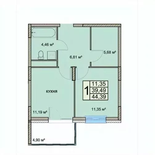 1-к кв. Ярославская область, Ярославль Чернопрудная ул., 41 (44.39 м) - Фото 1