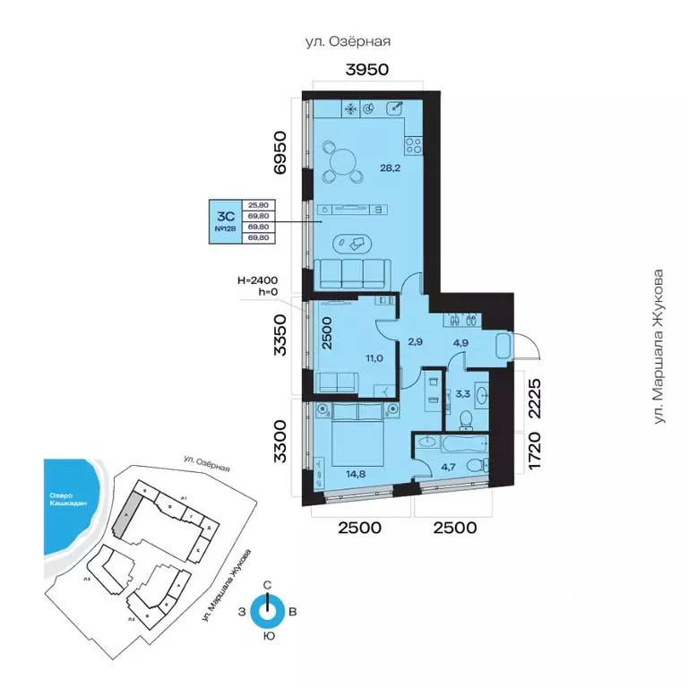 3-к кв. Башкортостан, Уфа Сипайлово жилрайон, Атлантис жилой комплекс ... - Фото 1