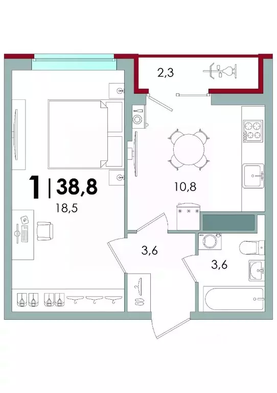 1-к кв. Тверская область, Тверь Южный мкр,  (38.8 м) - Фото 0