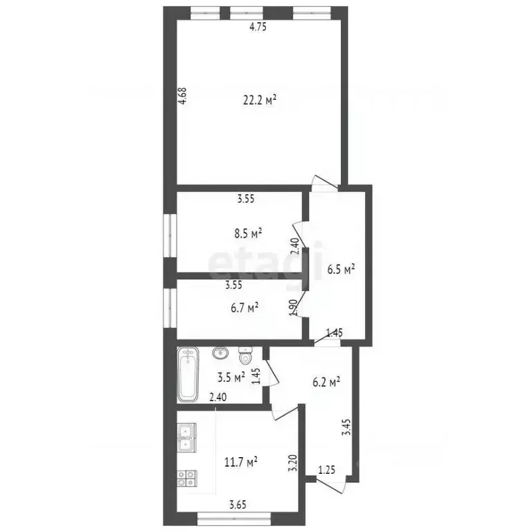 3-к кв. Ставропольский край, Пятигорск ул. Мира (68.0 м) - Фото 1