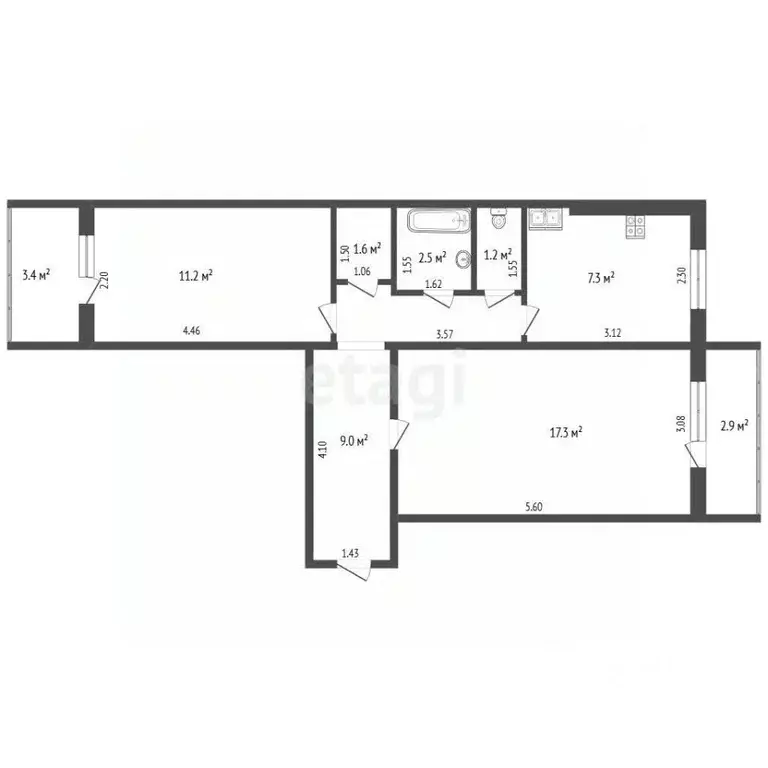2-к кв. Самарская область, Самара ул. Фадеева, 65 (52.6 м) - Фото 2