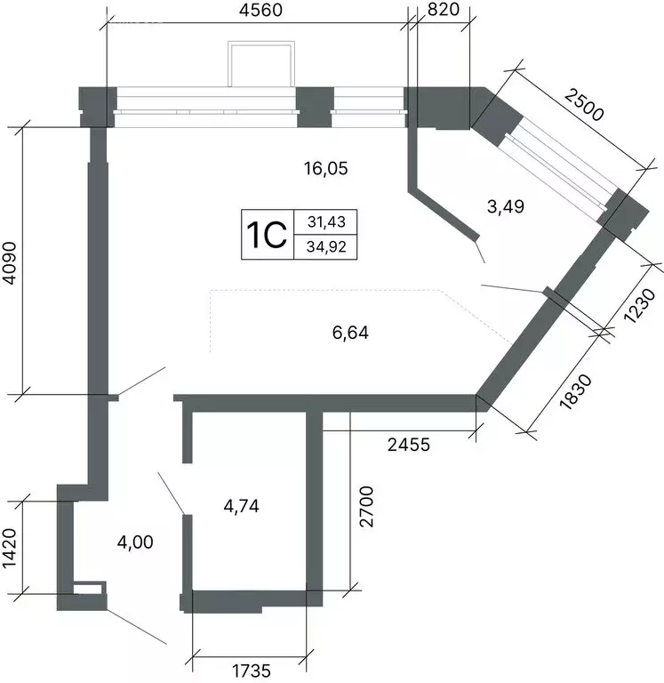 Квартира-студия: Екатеринбург, улица Мира, 47/6 (34.9 м) - Фото 1