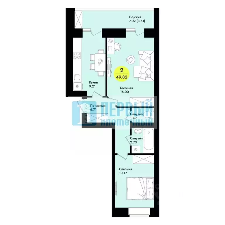 2-к кв. Марий Эл, Йошкар-Ола ул. Мира, 8 (49.8 м) - Фото 2