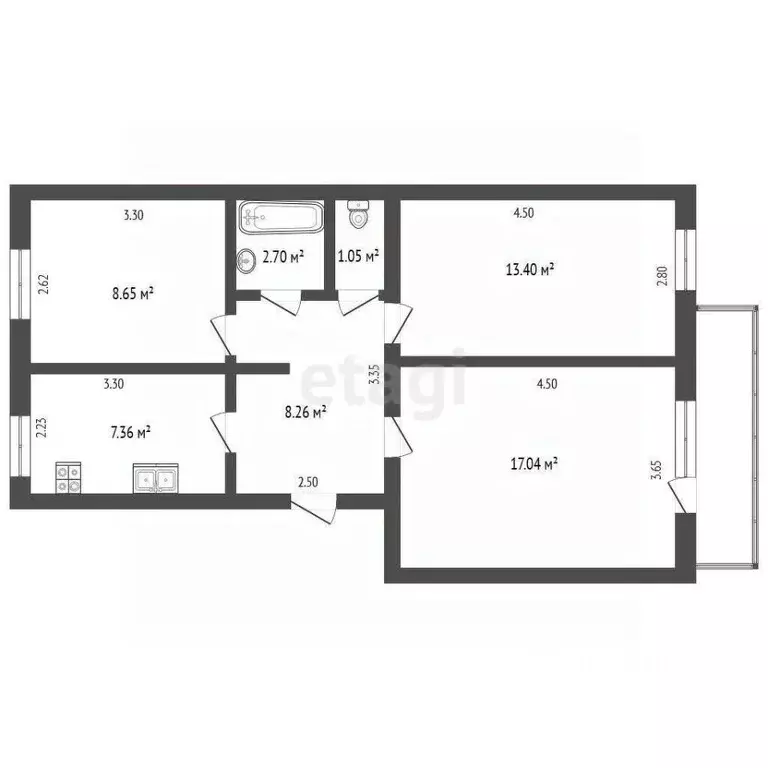 3-к кв. Мордовия, Атяшево рп, 1-й мкр 1А (58.5 м) - Фото 1