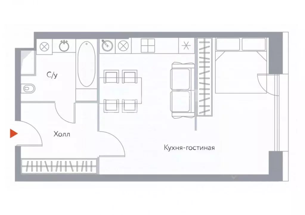 Студия Приморский край, Владивосток ул. Маковского, 126к1 (28.6 м) - Фото 2