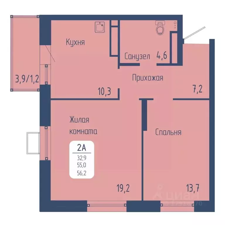 2-к кв. Красноярский край, Красноярск Свободный просп. (56.2 м) - Фото 1