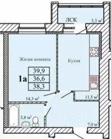 1-к кв. Тамбовская область, Тамбов ул. Имени Павла Строганова, 3 (39.9 ... - Фото 1