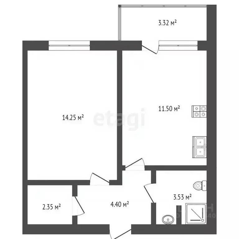 1-к кв. Тюменская область, Тюмень Амурская ул., 39 (35.0 м) - Фото 1