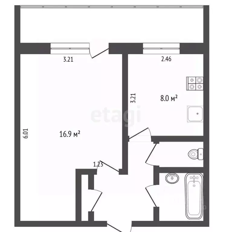 1-к кв. Тюменская область, Тюмень ул. Осипенко, 84А (33.9 м) - Фото 0