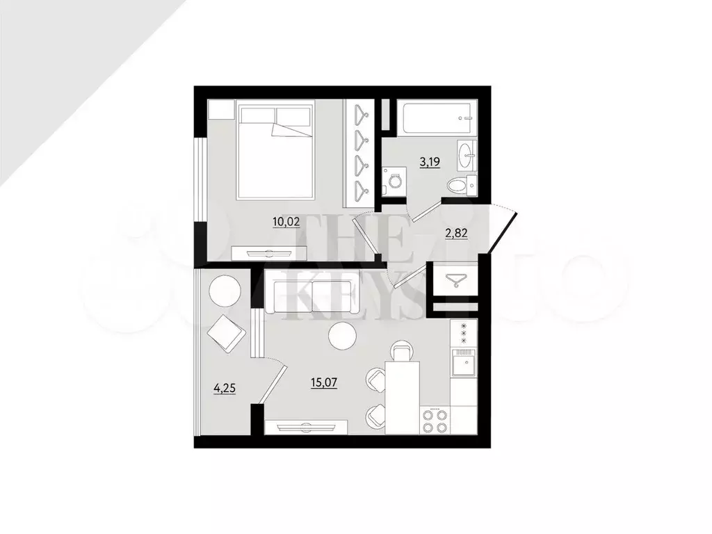 1-к. квартира, 31,1 м, 4/5 эт. - Фото 1