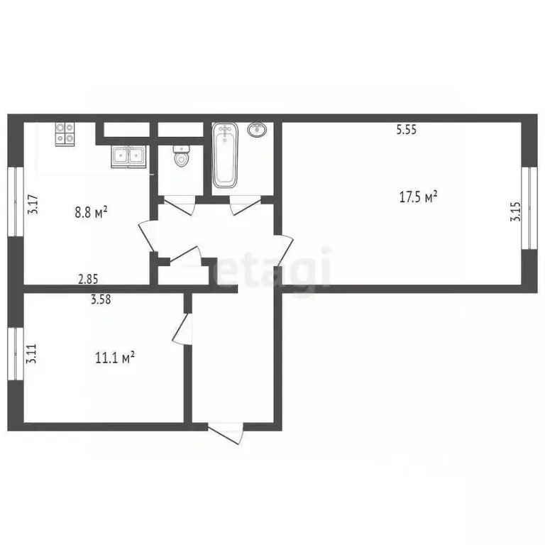 2-к кв. Ямало-Ненецкий АО, Муравленко ул. 70 лет Октября, 20 (53.0 м) - Фото 2