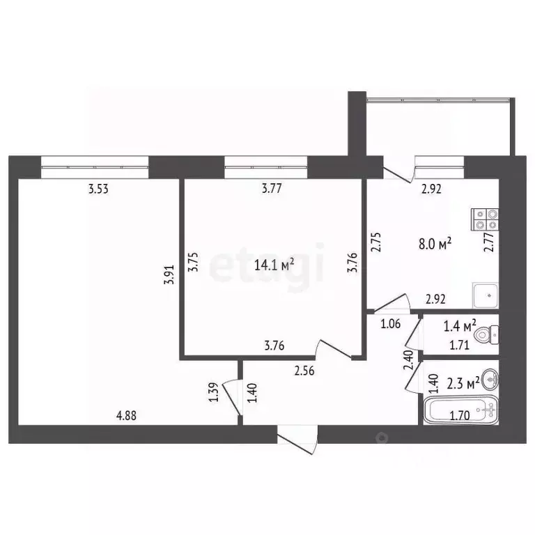 2-к кв. Мордовия, Саранск ул. 1-я Набережная, 52 (52.7 м) - Фото 1