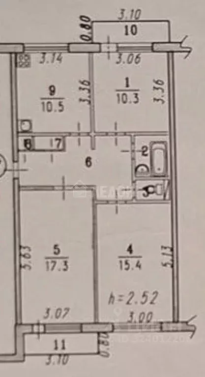 3-к кв. Омская область, Омск Заозерная ул., 36/2 (68.2 м) - Фото 2
