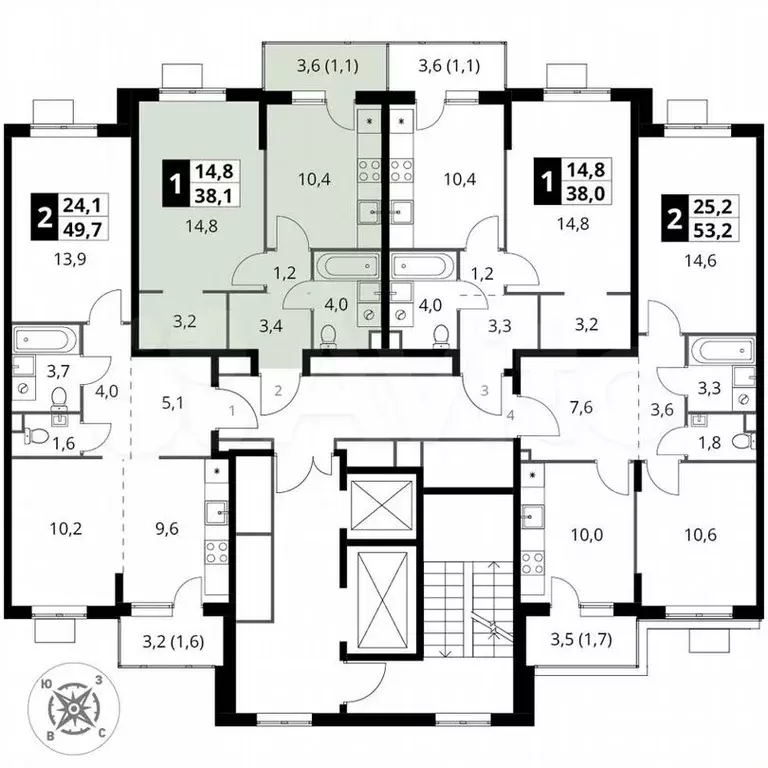 1-к. квартира, 38,1м, 15/17эт. - Фото 1