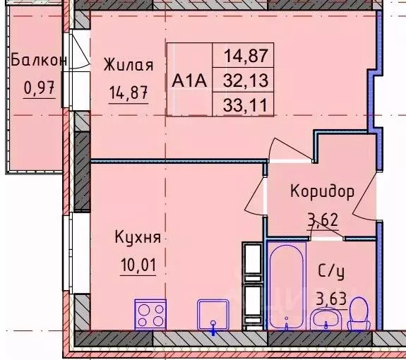 1-к кв. Ярославская область, Ярославль ул. Пашуковская, 9к2 (33.11 м) - Фото 1
