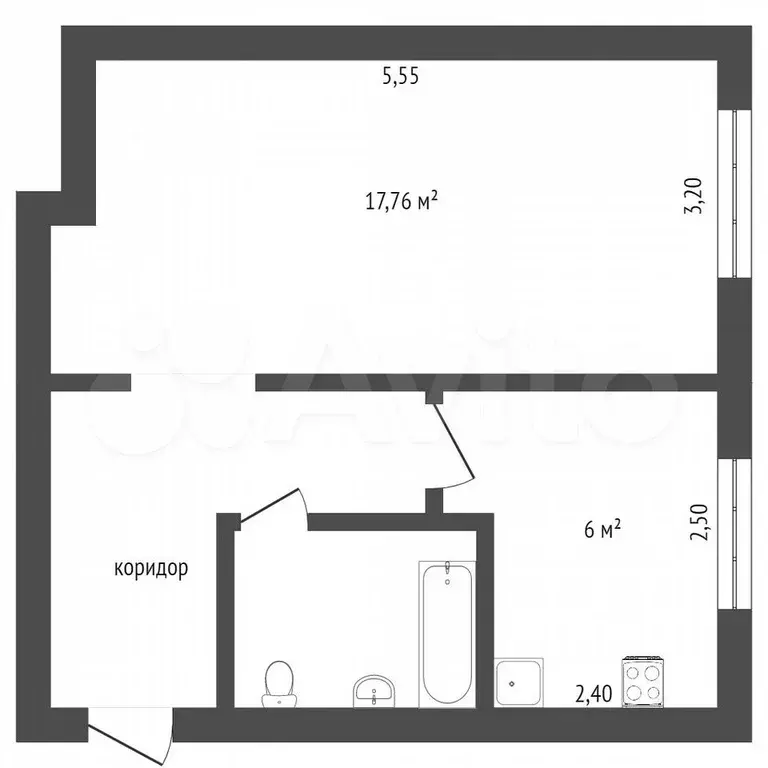 1-к. квартира, 31,2 м, 5/5 эт. - Фото 0