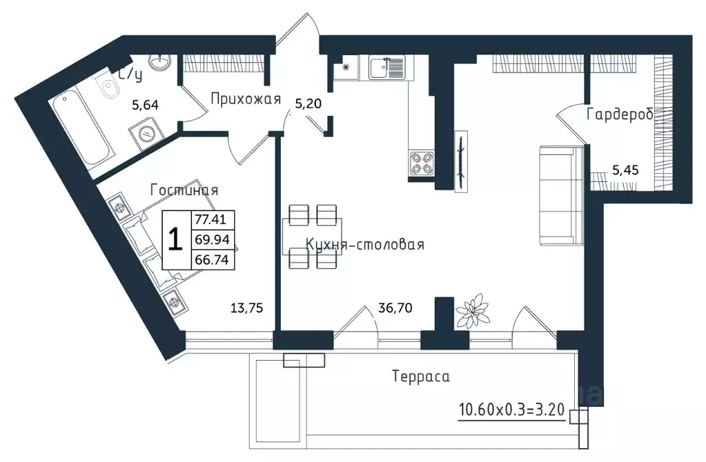 1-к кв. Калининградская область, Янтарный пгт ул. Советская (77.41 м) - Фото 1