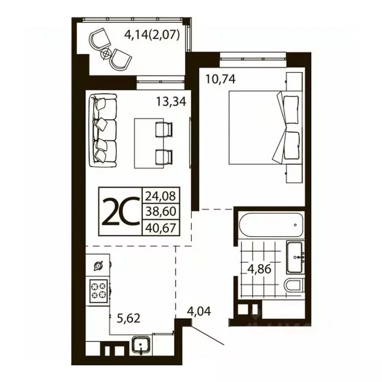 2-к кв. Ростовская область, Ростов-на-Дону ул. Текучева, 370/2 (40.67 ... - Фото 1