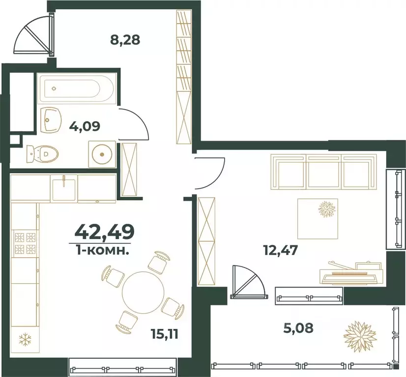 1-к кв. Башкортостан, Уфа ул. Ивана Спатара, 14 (42.49 м) - Фото 0