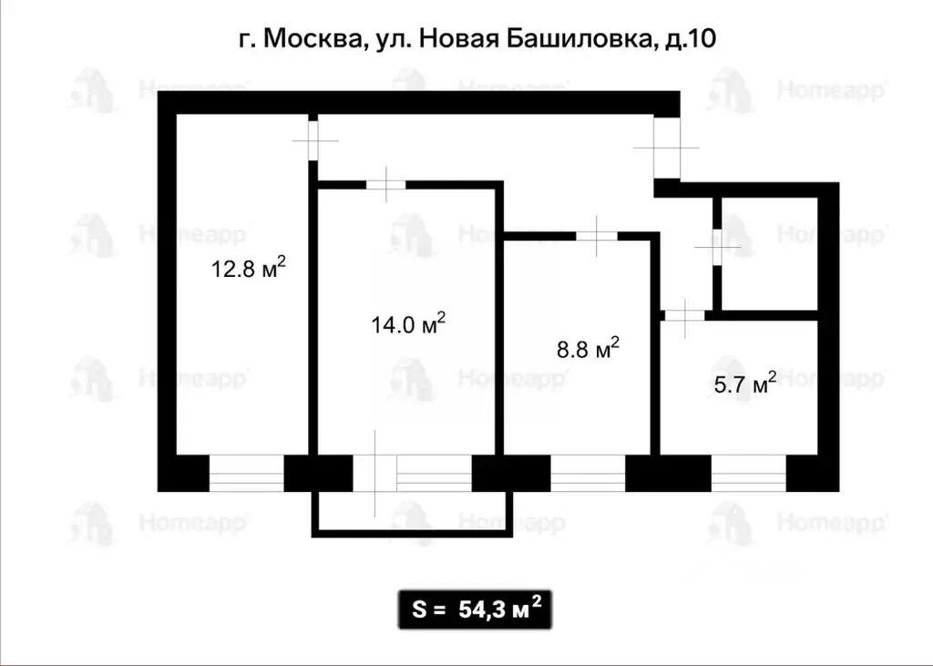3-к кв. Москва ул. Новая Башиловка, 10 (54.3 м) - Фото 2