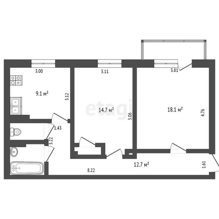 2-комнатная квартира: Челябинск, улица Худякова, 19 (59.9 м) - Фото 0