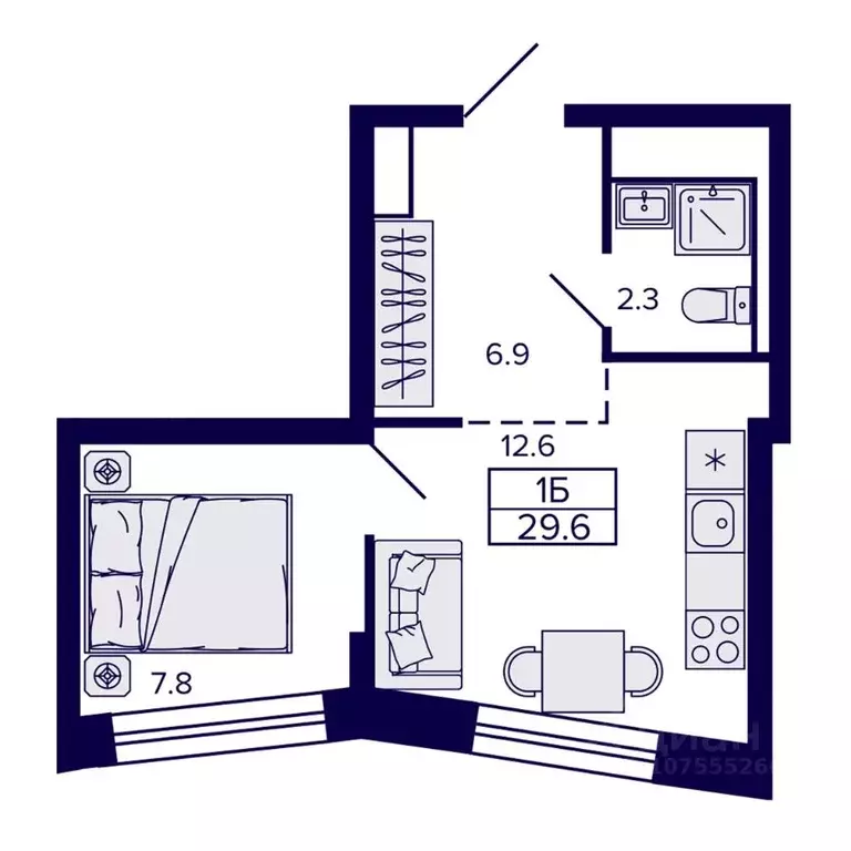 1-к кв. Хабаровский край, Хабаровск ул. Карла Маркса, 96/1 (29.61 м) - Фото 1