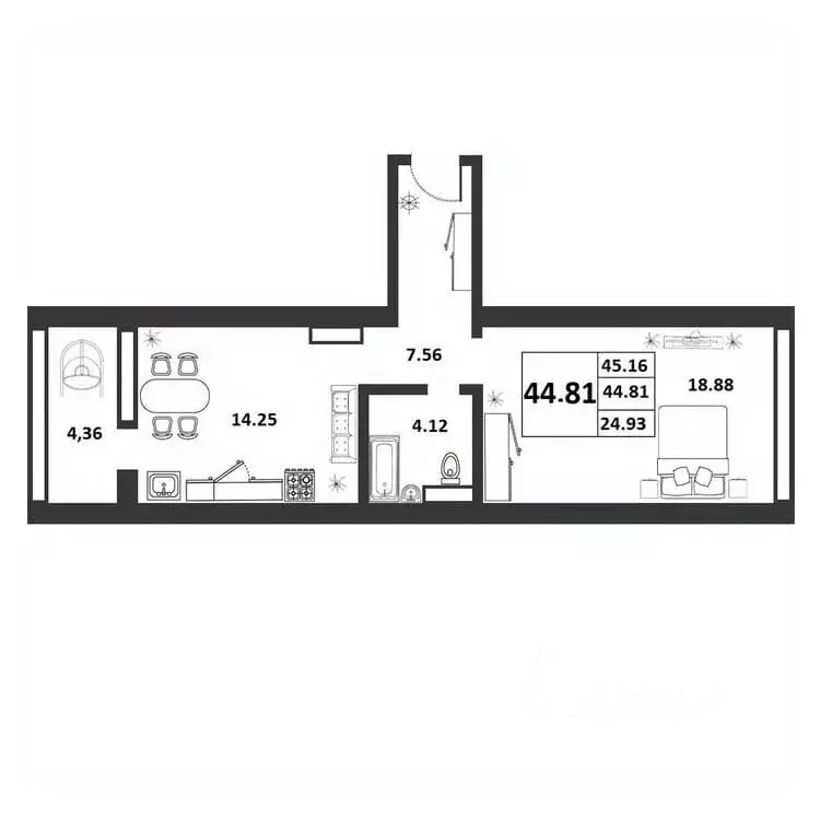 1-к кв. Новгородская область, Великий Новгород ул. Якова Павлова, 15 ... - Фото 1
