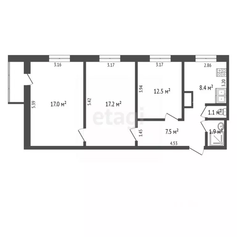 3-к кв. Ямало-Ненецкий АО, Новый Уренгой Молодежная ул., 9 (65.6 м) - Фото 1