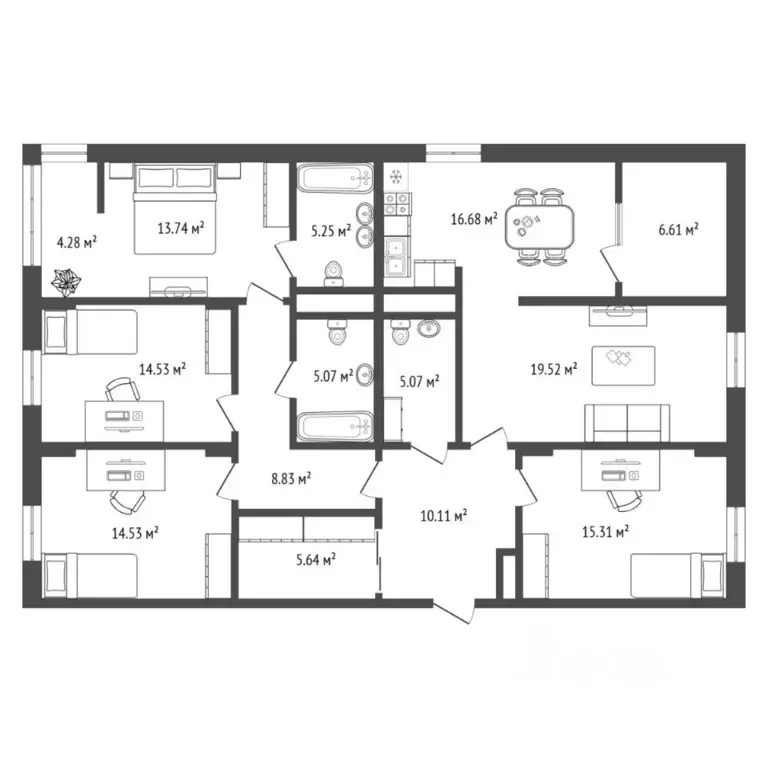 5-к кв. Тюменская область, Тюмень ул. Тимофея Кармацкого, 3 (147.3 м) - Фото 1