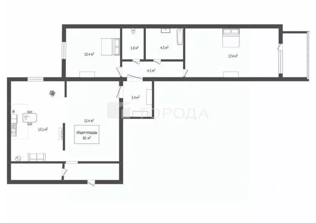 2-к кв. Новосибирская область, Новосибирск ул. Кирова, 322 (81.0 м) - Фото 1