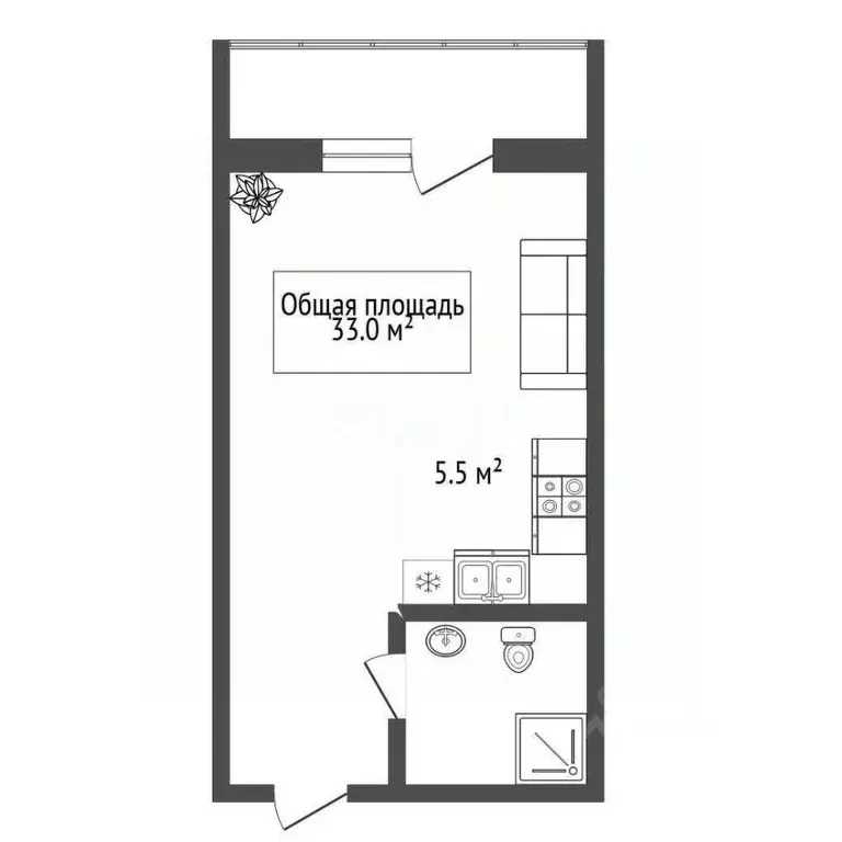 Студия Новосибирская область, Новосибирск Ипподромская ул., 50 (33.0 ... - Фото 1