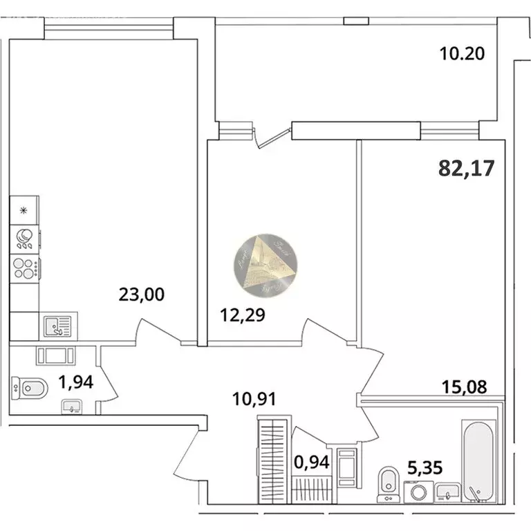 2-комнатная квартира: Санкт-Петербург, Кубинская улица, 82к3с1 (82.17 ... - Фото 1
