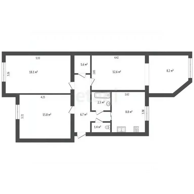 3-к кв. Крым, Саки ш. Евпаторийское (75.0 м) - Фото 2