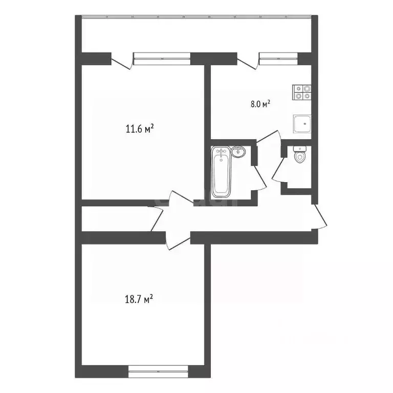 2-к кв. Севастополь ул. Героев Бреста, 44В (52.0 м) - Фото 1