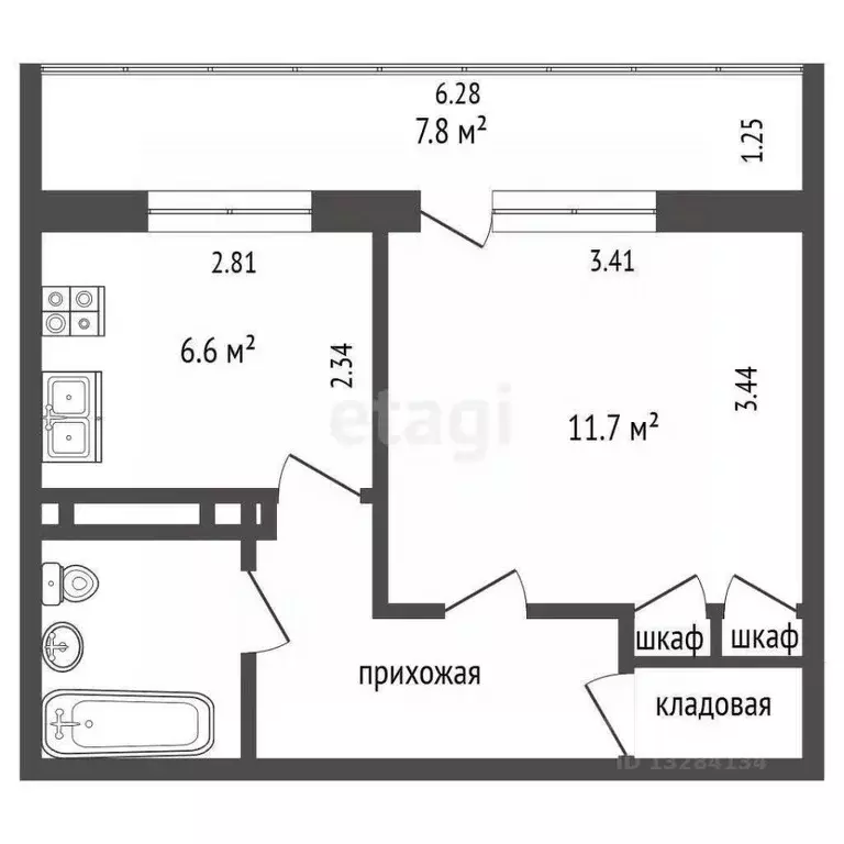 1-к кв. Вологодская область, Череповец ул. Наседкина, 11 (28.3 м) - Фото 1