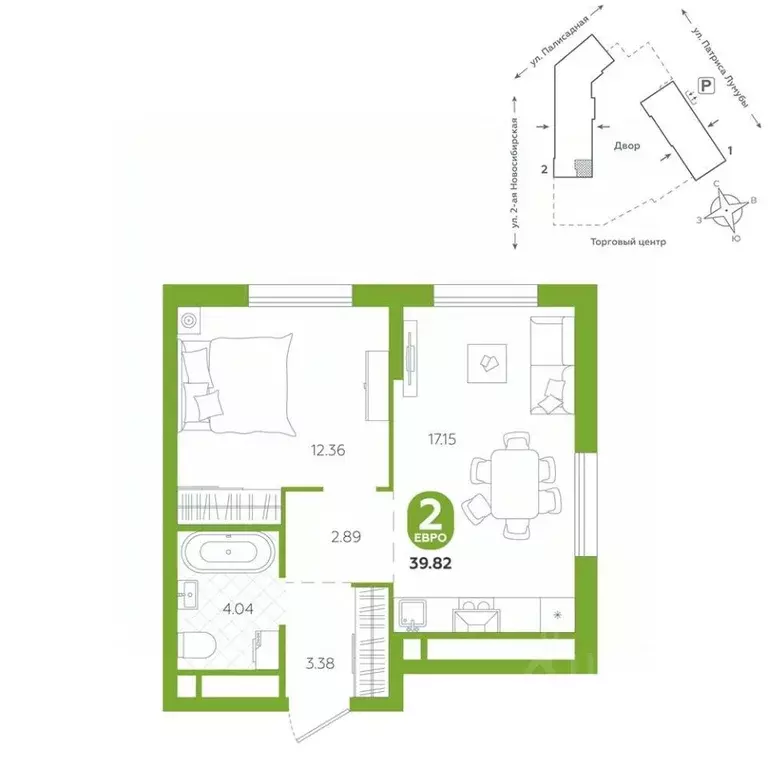 2-к кв. Свердловская область, Екатеринбург ул. Патриса Лумумбы, 4А ... - Фото 1